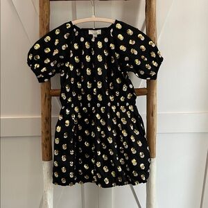 Crewcuts Black Dress with Gold Metallic Dot Pattern. Party dress.